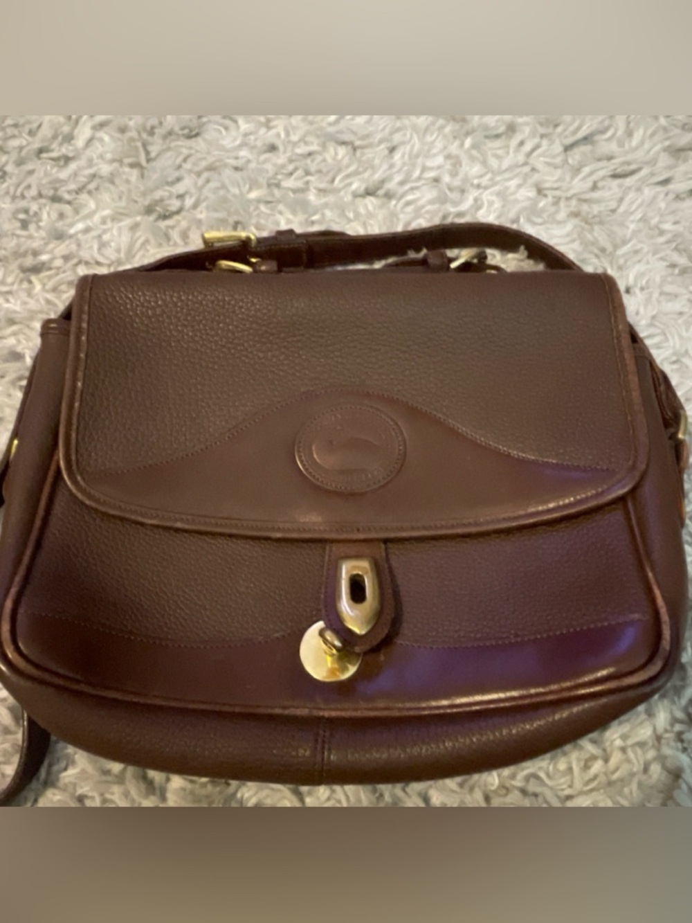 Vintage Dooney & Bourke Chocolate AWL Leather Crossbody Shoulder Bag - Picture 12 of 17
